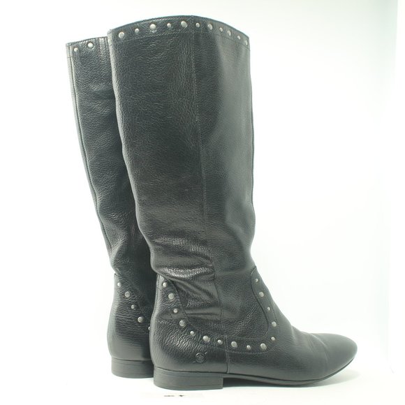 Born Lizzie Black Silver Studs Knee High Leather Boots Size Women's US6 EU36.5 - Picture 8 of 16